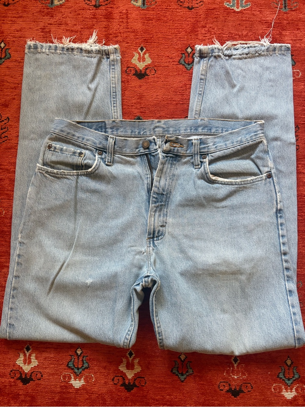 Mens Vintage Wrangler Denim Light Wash Jeans, 34x34